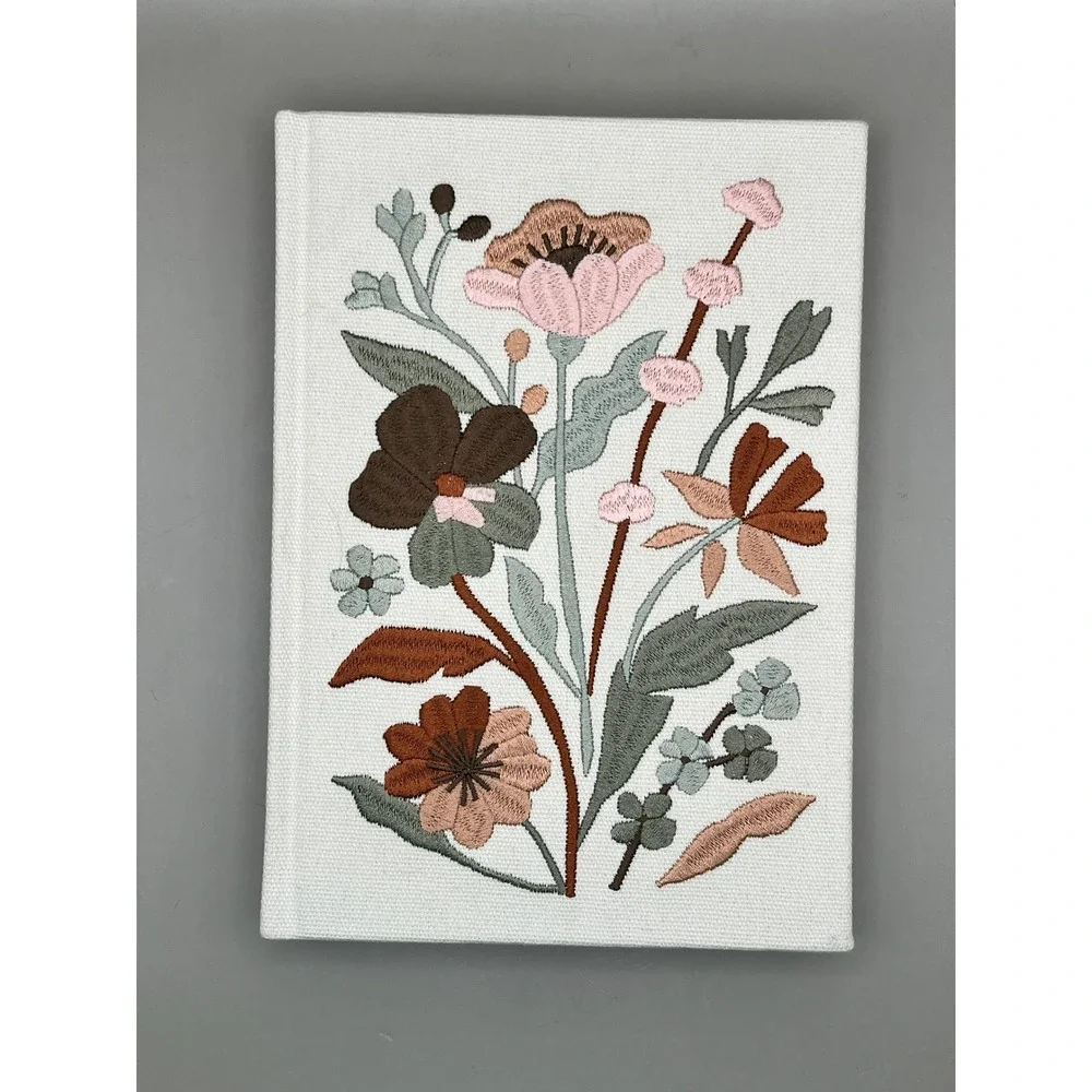 Embroider Floral Canvas Hardcover Journal Lined Pages Cream Lady Jayne Notebook